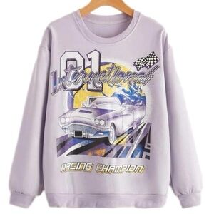 light purple “international racing champion” graphic long sleeve